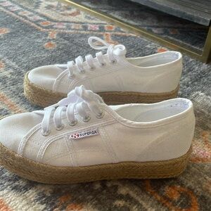 Superga white canvas espadrille sneakers